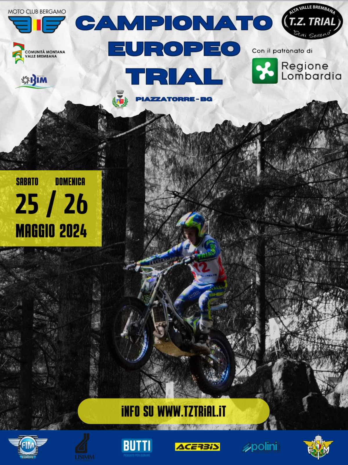 Il 25 e 26 maggio 2024 Piazzatorre ospita il Campionato Europeo moto Trial.